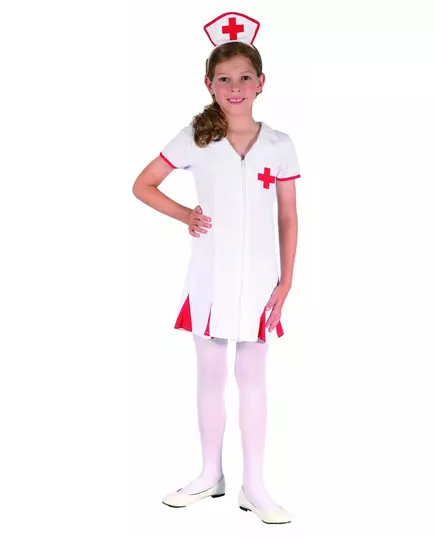 Déguisement infirmière rouge et blanc fille, Taille: 7–9 ans (120–130 cm)