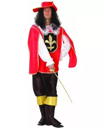Fleur de lys musketier kostuum voor mannen, Maat: Large