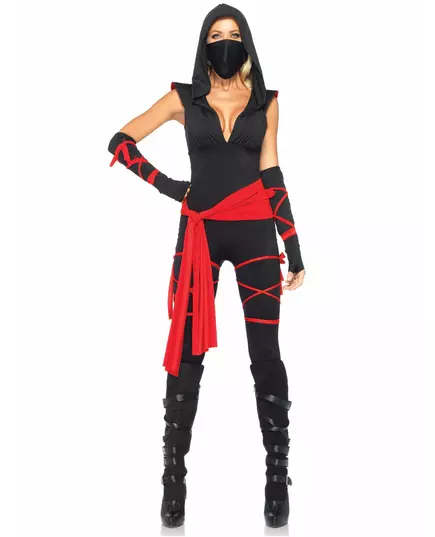 Déguisement ninja noir sexy luxe femme, Taille: X-Large (46–48)