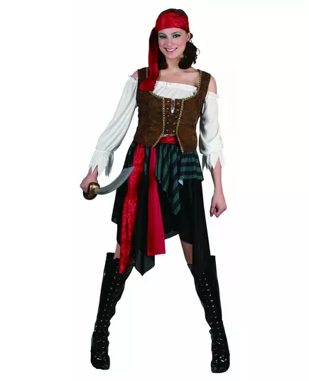 Mooie veelkleurige piraten outfit voor vrouwen, Maat: Medium/Large