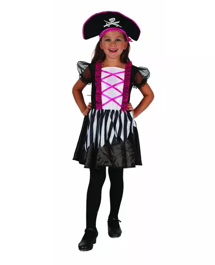 Déguisement pirate rose et noir fille, Taille: 10–12 ans (130–140 cm)