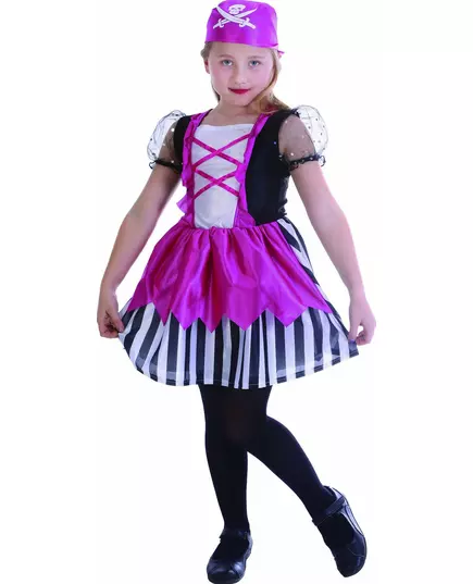 Déguisement pirate robe rose fille, Taille: 3–4 ans (92–104 cm)
