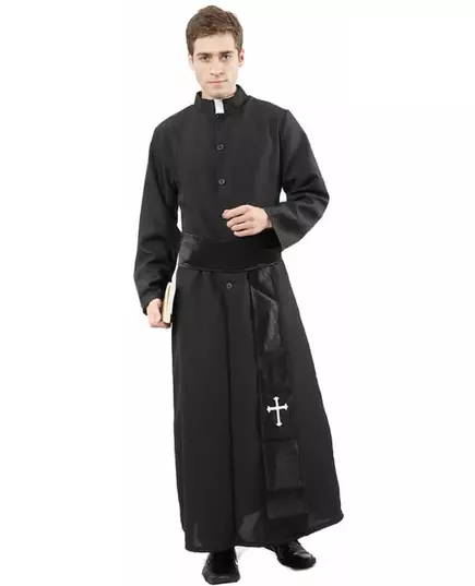 Déguisement prêtre avec col blanc homme, Taille: Medium