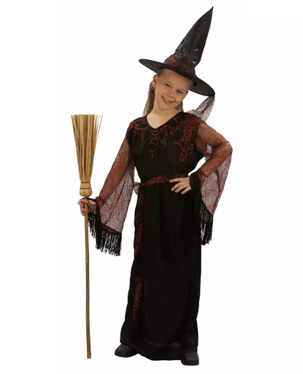 Déguisement sorcière noir fille Halloween, Taille: 10–12 ans (130–140 cm)