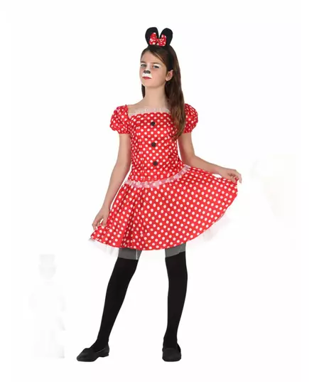 Déguisement souris rouge à pois fille, Taille: 5–6 ans (115/130 cm)