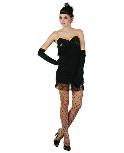 Zwarte Charleston kostuum voor dames, Maat: Medium/Large