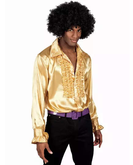 Goudkleurig disco overhemd voor mannen, Maat: XX-Large (58/60)