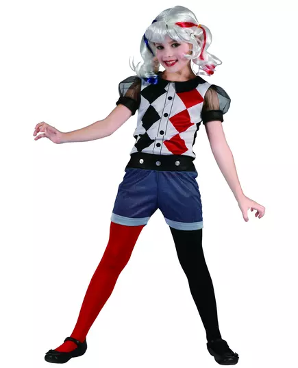 Déguisement Arlequine héroine fille, Taille: 10–12 ans (130–140 cm)