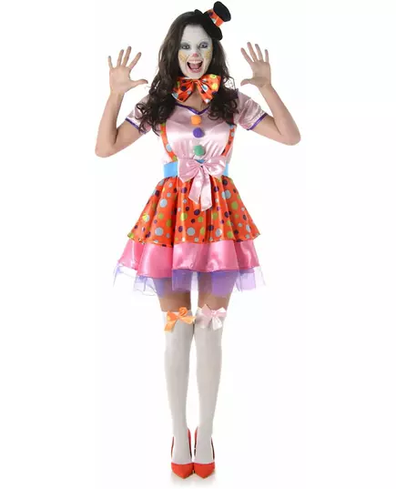 Déguisement clown à pois coloré femme, Taille: Medium