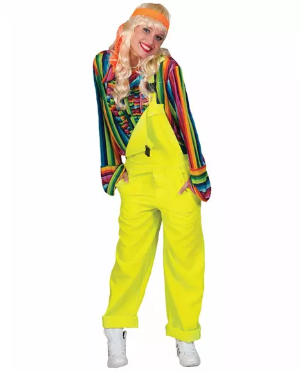 Fluo gele tuinbroek voor volwassenen, Maat: Small