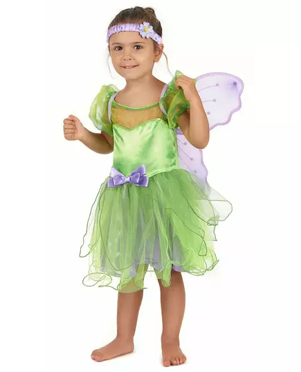Groene met paarse fee outfit voor meisjes, Maat: 7–9 jaar (L)