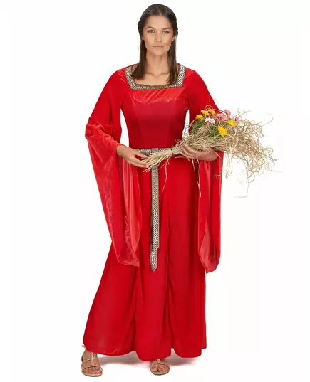 Déguisement médiéval rouge effet velours femme, Taille: X-Small
