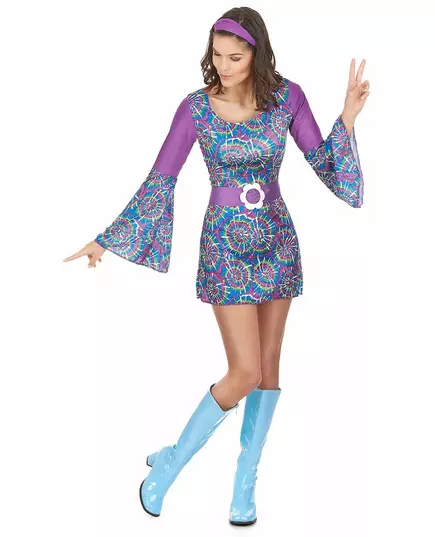 Hippie Flower Power outfit voor dames, Maat: Large