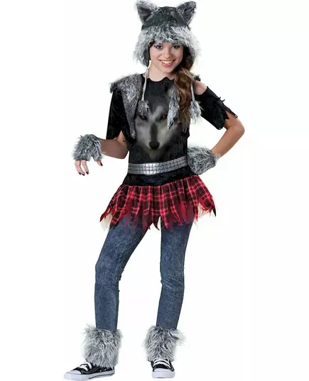 Wolf kostuum voor meisjes - Premium, Maat: 8–10 jaar (132–140 cm)