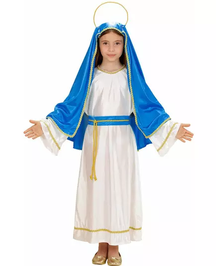 Kleine Maria kostuum voor meisjes Kerstmis, Maat: 5–7 jaar (128 cm)