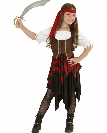 Piraten zeerover kostuum voor meisjes, Maat: 8–10 jaar (140 cm)