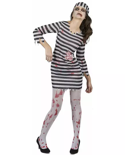 Déguisement effrayant prisonnière zombie femme, Taille: Medium