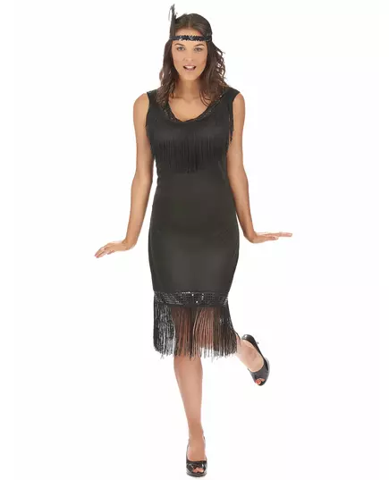 Zwart Charleston kostuum voor dames, Maat: Medium