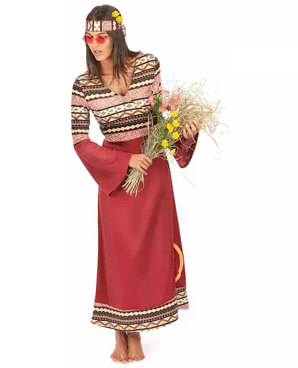 Déguisement hippie bordeaux femme, Taille: Large