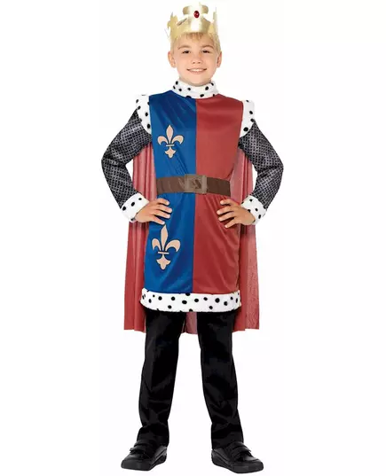 Middeleeuwse edele koning kostuum voor jongens, Maat: 7–9 jaar (130/143 cm)