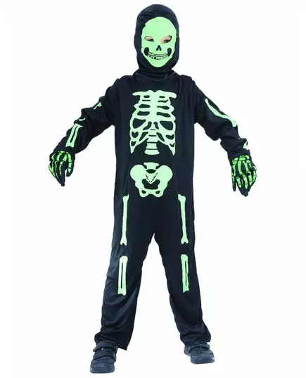 Déguisement Squelette vert enfant, Taille: 10–12 ans (130–140 cm)