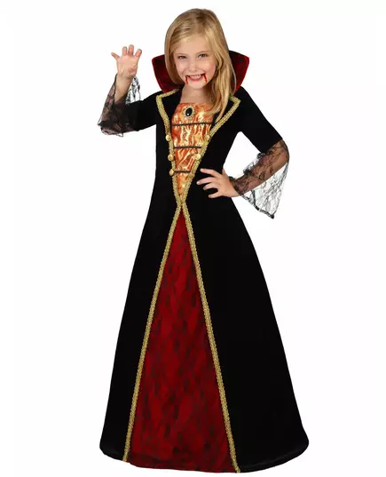 Vampier kostuum voor meiden Halloween, Maat: 7–9 jaar (130–145 cm)