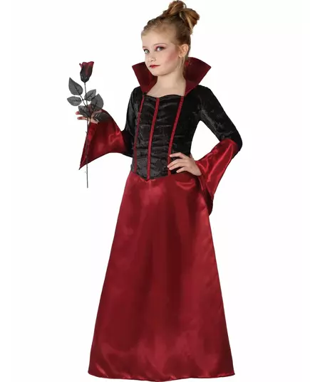 Déguisement vampire rouge et noir fille Halloween, Taille: 7–9 ans (130–145 cm)