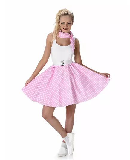 Licht roze 50's kostuum voorvrouwen, Maat: Medium