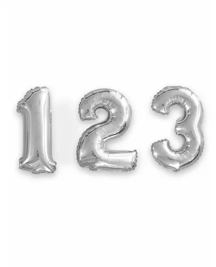 Zilverkleurige aluminium cijfer ballon, Maat: 2