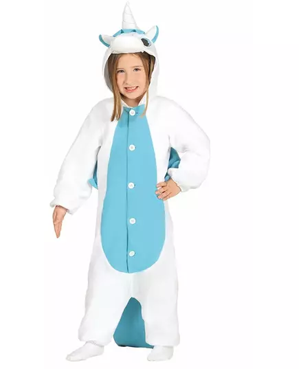 Combinaison licorne blanche et bleue enfant, Taille: 5–6 ans (110–115 cm)