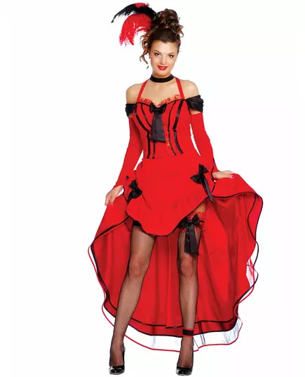 Rood cancan danseres kostuum voor vrouwen, Maat: Large (42–44)