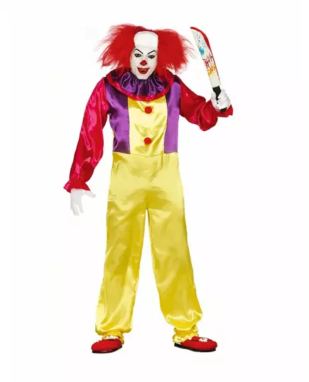 Enge killer clown outfit voor volwassenen, Maat: Medium