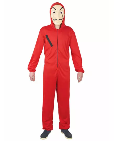 Déguisement combinaison voleur rouge adulte, Taille: X-Small (140–160 cm)