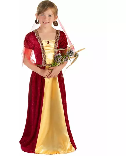 Déguisement comtesse médiévale rouge fille, Taille: 7–9 ans (120–130 cm)
