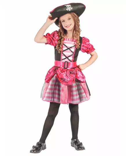 Déguisement corsaire pirate rose fille, Taille: 7–9 ans (120–130 cm)