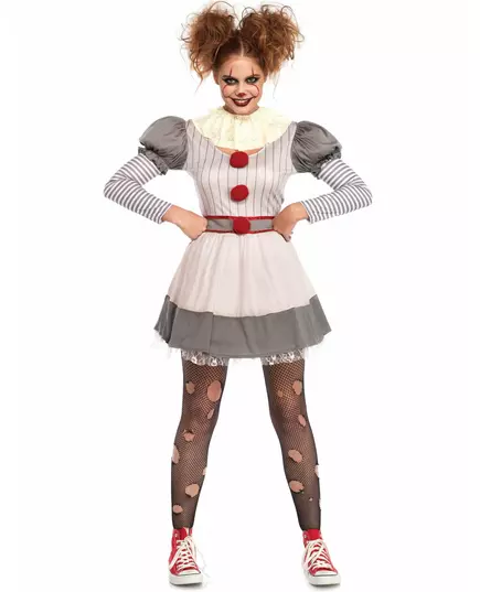 Creepy horror clown kostuum voor vrouwen, Maat: X-Large (46–48)