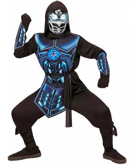 Cyber ninja kostuum met licht en geluid voor kinderen, Maat: 14–16 jaar (164 cm)