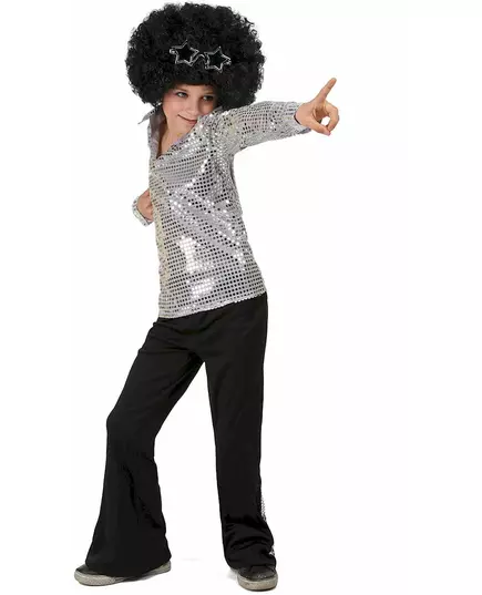 Déguisement Disco Argent sequins Garçon, Taille: 10–12 ans (L)