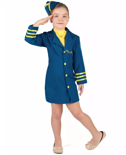 Déguisement uniforme hôtesse de l'air fille, Taille: 7–9 ans (120–130 cm)