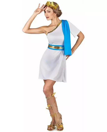Blauw Griekse keizerin kostuum voor vrouwen, Maat: Medium