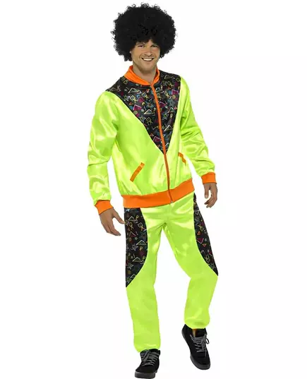 Déguisement jogging rétro vert homme, Taille: Large