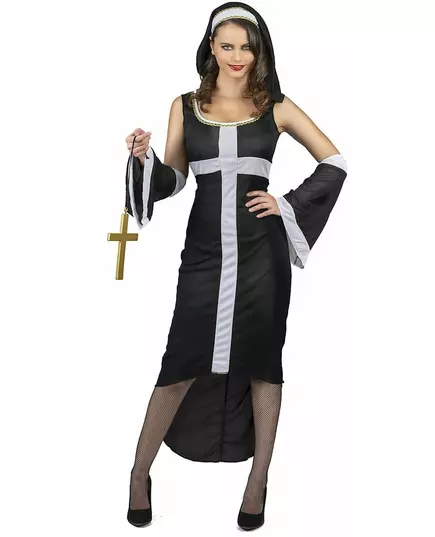 Sexy wit kruis nonnenkostuum voor vrouwen, Maat: Medium