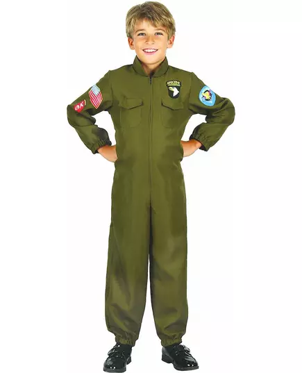 Déguisement pilote de chasse garçon, Taille: 7–9 ans (120–130 cm)