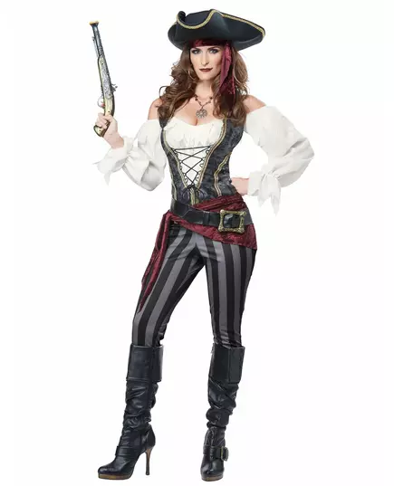 Déguisement pirate femme gris, Taille: Large (42/44)