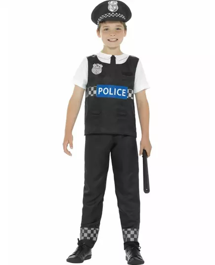 Politie kostuum voor jongens, Maat: 7–9 jaar (130/143 cm)