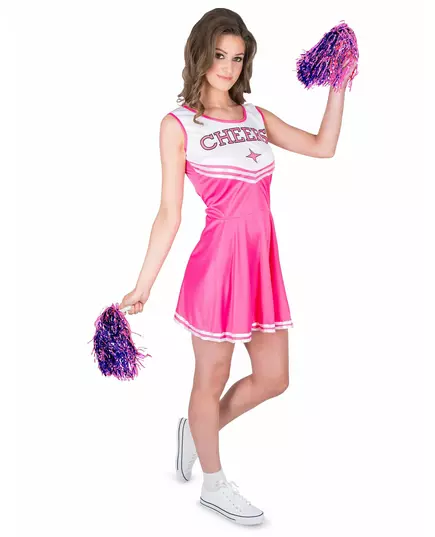 Déguisement pompom girl rose CHEERS femme, Taille: Medium