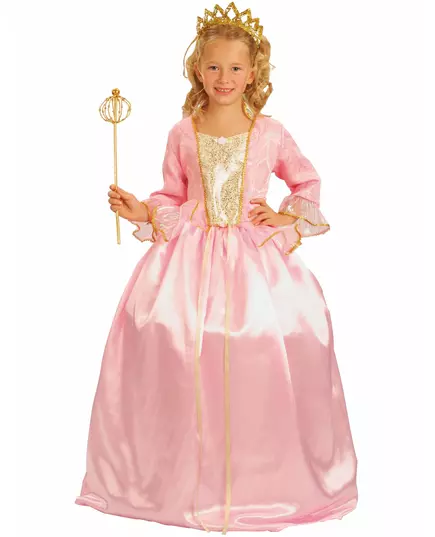 Luxe roze prinsessenkostuum voor meisjes, Maat: 10–12 jaar (130–140 cm)