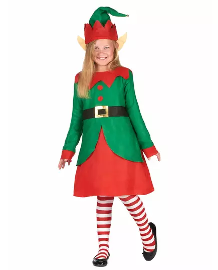 Déguisement robe elfe de Noël fille, Taille: 10–12 ans (L)