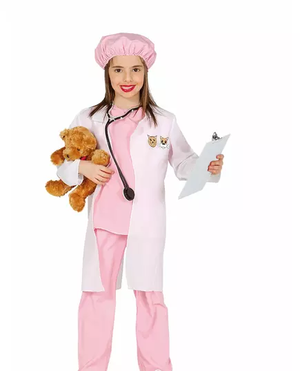 Déguisement vétérinaire rose fille, Taille: 9 ans (125–135 cm)