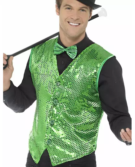 Gilet vert à sequins adulte, Taille: X-Large